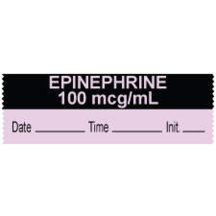 Anesthesia Tape With Date, Time, And Initial Removable "Epinephrine 100 Mcg/Ml" 1" Core 0.5" X 500" Violet And Black 333 Imprints 500 Inches Per Roll