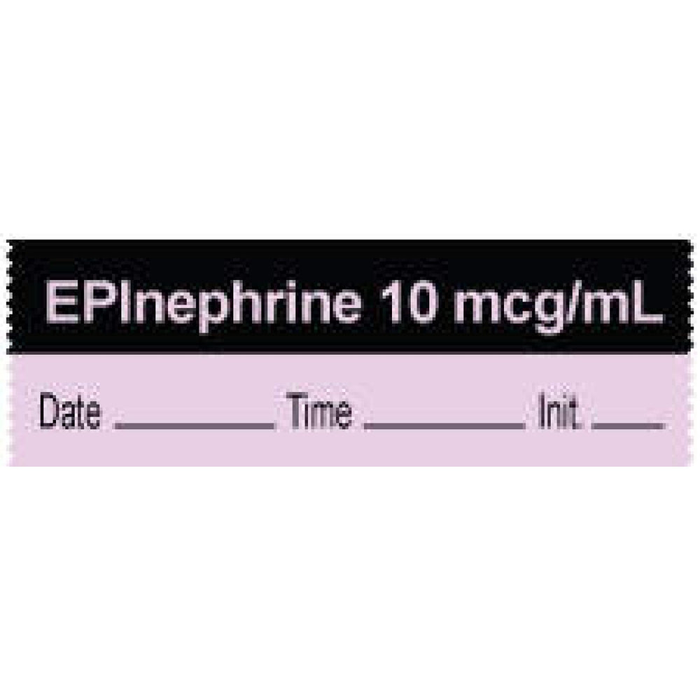 Anesthesia Tape With Date, Time, And Initial | Tall-Man Lettering Removable "Epinephrine 10 Mcg/Ml" 1" Core 0.5" X 500" Violet And Black 333 Imprints 500 Inches Per Roll