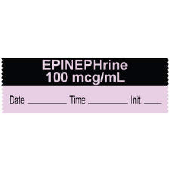 Anesthesia Tape With Date, Time, And Initial Removable "Epinephrine 50 Mcg/Ml" 1" Core 0.5" X 500" Violet And Black 333 Imprints 500 Inches Per Roll
