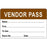 Label Paper Removable Vendor Pass 2 3/4 " X 1 3/4" Brown 1000 Per Roll