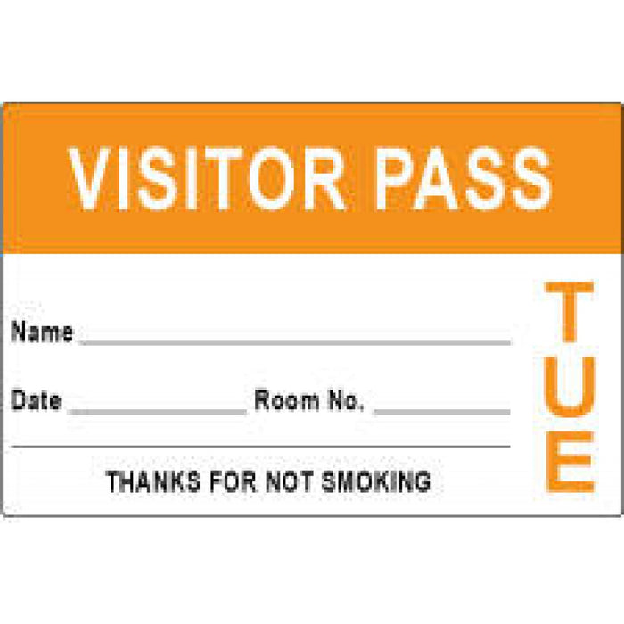 Visitor Pass Label Paper Removable Visitor Pass Name 3" X 2" Orange 1000 Per Roll