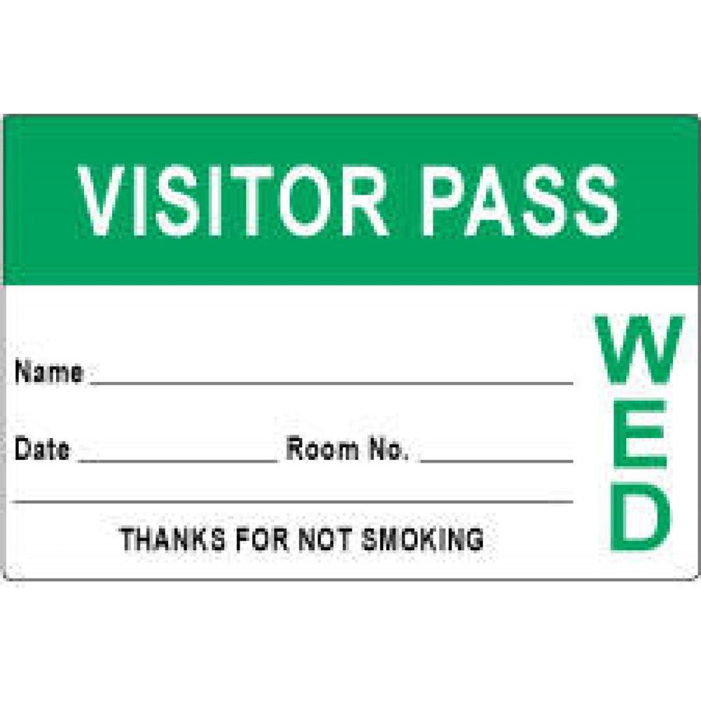 Visitor Pass Label Paper Removable Visitor Pass Name 3" X 2" Light Green 1000 Per Roll