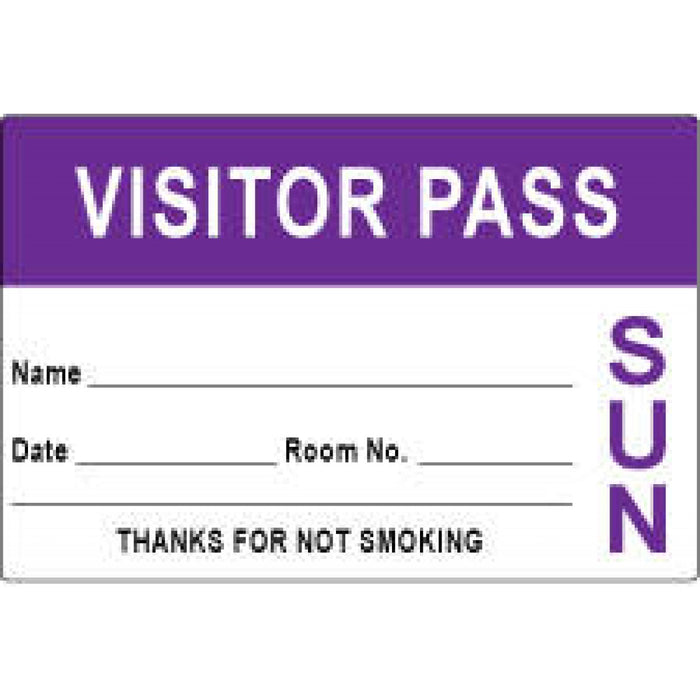 Visitor Pass Label Paper Removable Visitor Pass Name 3" X 2" Purple 1000 Per Roll