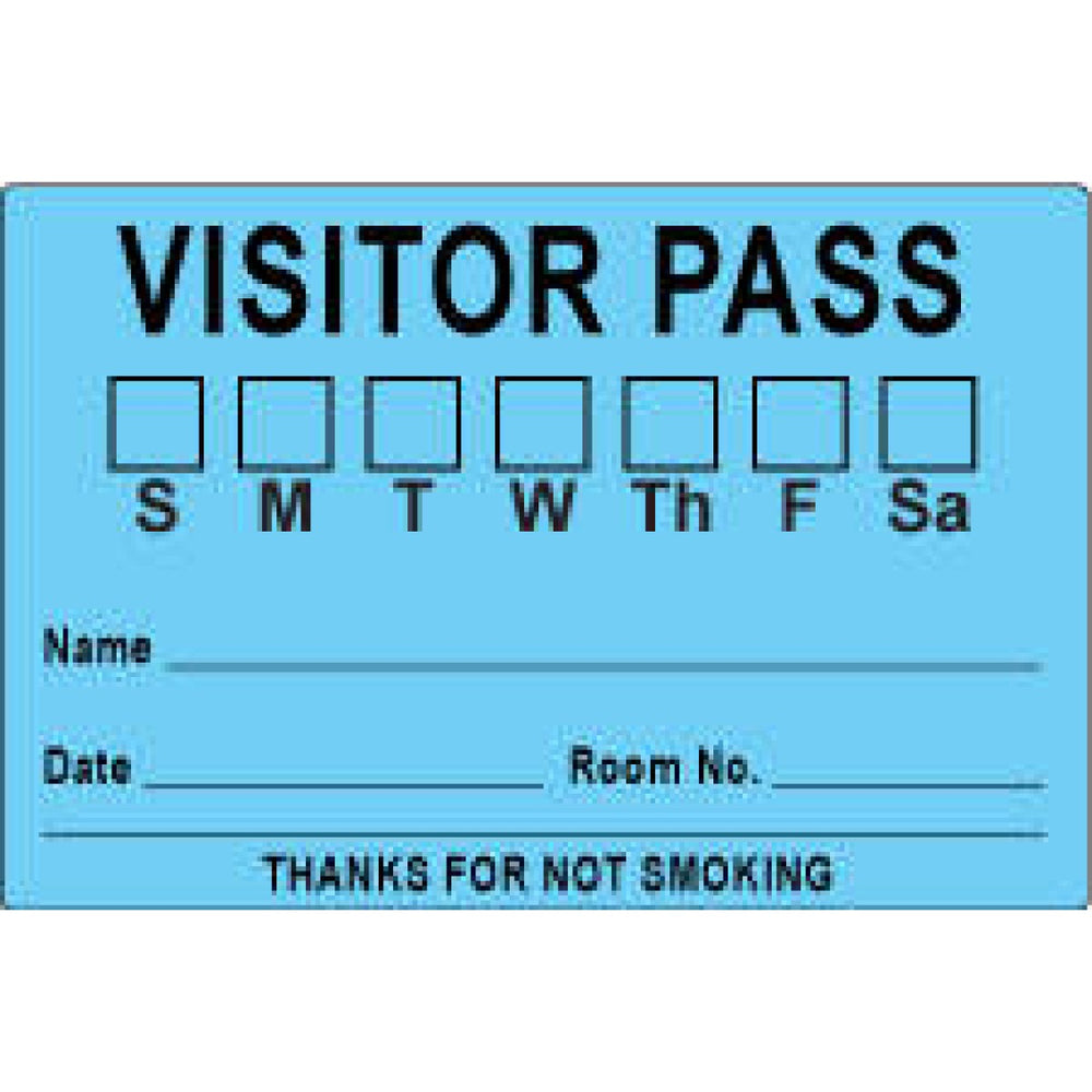 Visitor Pass Label Paper Removable Visitor Pass S M T 3" Core 3 X 2" Blue 1000 Per Roll