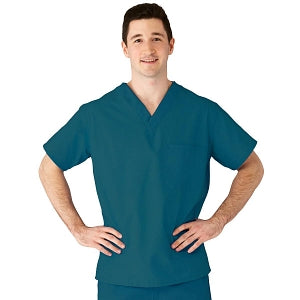 Medline AngelStat Unisex Reversible V-Neck Scrub Top with 2 Pockets - AngelStat Unisex Reversible V-Neck 2-Pocket Scrub Top with Angelica Color-Coding, Size 4XL, Peacock - 610NBT4XL-CA