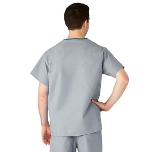 Medline AngelStat Unisex Reversible V-Neck Scrub Top with 2 Pockets - AngelStat Unisex Reversible V-Neck 2-Pocket Scrub Top with Medline Color-Coding, Size S, Gray - 610NGTS-CM