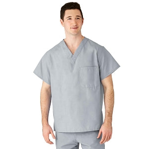 Medline AngelStat Unisex Reversible V-Neck Scrub Top with 2 Pockets - AngelStat Unisex Reversible V-Neck 2-Pocket Scrub Top with Medline Color-Coding, Size 2XL, Gray - 610NGTXXL-CM