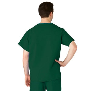Medline AngelStat Unisex Reversible V-Neck Scrub Top with 2 Pockets - AngelStat Unisex Reversible V-Neck 2-Pocket Scrub Top with Angelica Color-Coding, Size S, Hunter Green - 610NHGS-CA