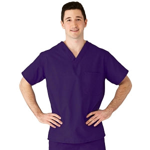 Medline AngelStat Unisex Reversible V-Neck Scrub Top with 2 Pockets - AngelStat Unisex Reversible V-Neck 2-Pocket Scrub Top with Angelica Color-Coding, Size 2XL, Regal Purple - 610NRPXXL-CA