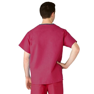 Medline AngelStat Unisex Reversible V-Neck Scrub Top with 2 Pockets - AngelStat Unisex Reversible V-Neck 2-Pocket Scrub Top with Angelica Color-Coding, Size 2XL, Raspberry - 610NTRXXL-CA
