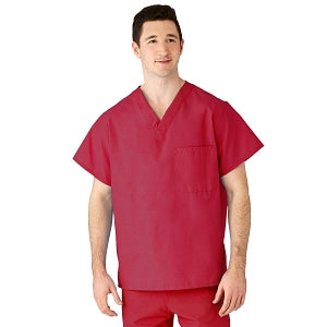 Medline AngelStat Unisex Reversible V-Neck Scrub Top with 2 Pockets - AngelStat Unisex Reversible V-Neck 2-Pocket Scrub Top with Angelica Color-Coding, Size 2XL, Raspberry - 610NTRXXL-CA