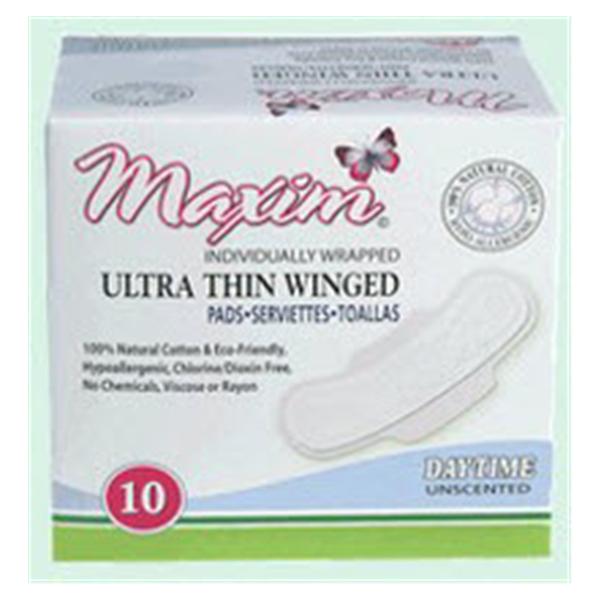 Maxim Hygiene Products Pad Sanitary Daytime Regular Ultra Thin Winged 10x12/Ca
