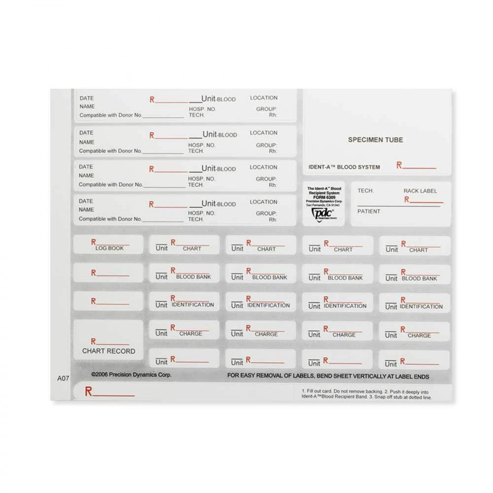 Ident-A-Blood Recipient System Form Poly Synthetic Adult/Pedi - 100 Per Box
