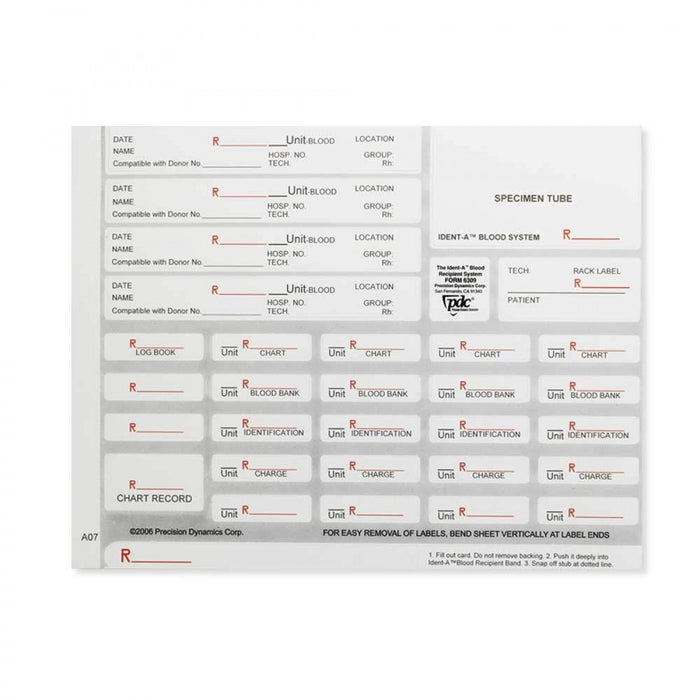Ident-A-Blood Recipient System Form Poly Synthetic Adult/Pedi - 100 Per Box