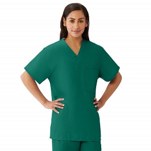 Medline AngelStat Unisex Reversible V-Neck Scrub Top with 4 Pockets - AngelStat Unisex Reversible V-Neck 4-Pocket Scrub Top with Angelica Color-Coding, Size 4XL, Hunter Green - 630NHG4XL-CA