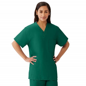 Medline AngelStat Unisex Reversible V-Neck Scrub Top with 4 Pockets - AngelStat Unisex Reversible V-Neck 4-Pocket Scrub Top with Angelica Color-Coding, Size M, Emerald - 630NJTM-CA