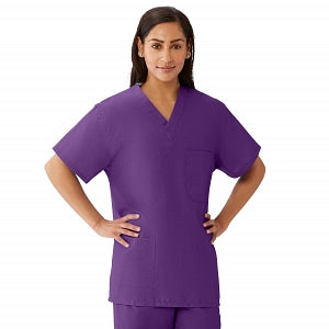 Medline AngelStat Unisex Reversible V-Neck Scrub Top with 4 Pockets - AngelStat Unisex Reversible V-Neck 4-Pocket Scrub Top with Angelica Color-Coding, Size 5XL, Regal Purple - 630NRP5XL-CA