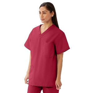 Medline AngelStat Unisex Reversible V-Neck Scrub Top with 4 Pockets - AngelStat Unisex Reversible V-Neck 4-Pocket Scrub Top with Angelica Color-Coding, Size M, Raspberry - 630NTRM-CA