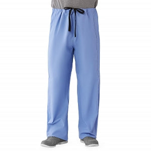 Medline Unisex 100% Cotton Reversible Drawstring Scrub Pants - 100% Cotton Reversible Scrub Pants, Ciel, Unisex Size S - 649MHSS
