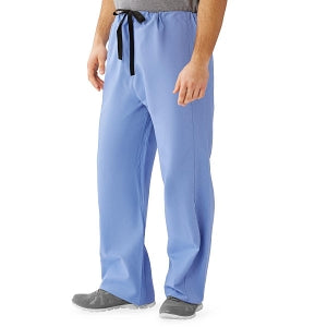 Medline Unisex 100% Cotton Reversible Drawstring Scrub Pants - 100% Cotton Reversible Scrub Pants, Ciel, Unisex Size XL - 649MHSXL