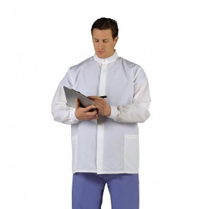 Medline Unisex ASEP Barrier Short Lab Coats - ASEP Unisex Short Barrier Lab Coat, White, Size XS - 6602BQWXS