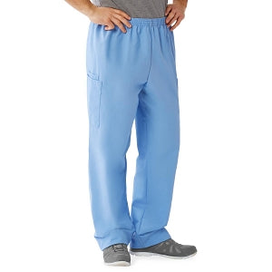 Medline AngelStat Unisex Elastic Waist Cargo Scrub Pants - AngelStat Unisex Elastic Waist Cargo Scrub Pants, Size M Extra-Long Inseam, Ceil Blue - 674NTHMXL