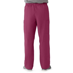 Medline AngelStat Unisex Elastic Waist Cargo Scrub Pants - AngelStat Unisex Elastic Waist Cargo Scrub Pants, Size L Regular Inseam, Raspberry - 674NTRLM