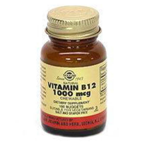 Solgar Vitamin & Herb Vitamin B-12 Supplement Chewable Nuggets Btl 1000mcg 100/Bt