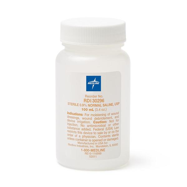 Medline Industries  Saline 0.9% Irrigation Solution 100mL Strl Bt 48/Ca