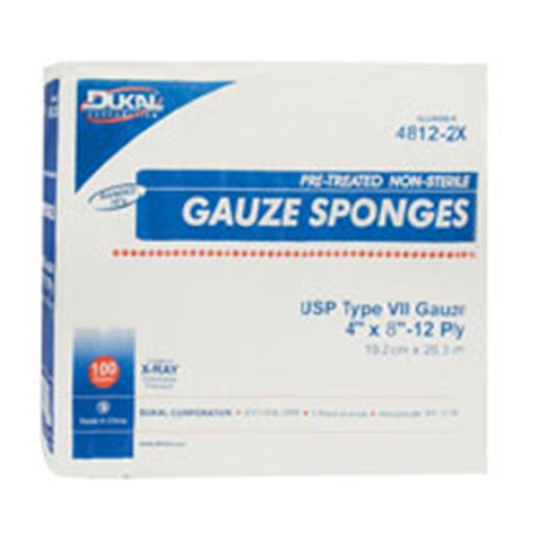 Dukal oration Dressing Gauze Type VII Ctn 8x4" 12 Ply XRy Dtctbl NS 100/Bg, 1 BG/CA (4812-2X)
