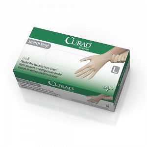 Medline CURAD Stretch Vinyl Exam Gloves - CA Only - For California Only, CURAD Powder-Free Stretch Vinyl Exam Gloves, Size L - 6CUR9226