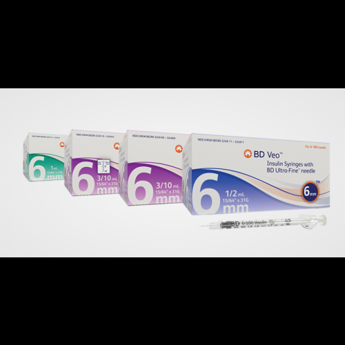 Unidex Injection BD BD U-100 Insulin Syringes - 1 mL Safety Insulin Syringe with 27G x ...