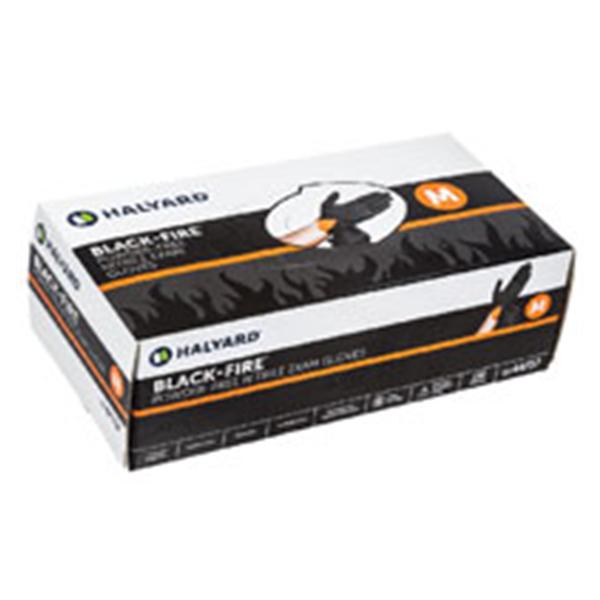 O & M Halyard Gloves Exam Black-Fire PF Nitrile LF Md Black / Orange 150/Bx, 10 BX/CA (44757)