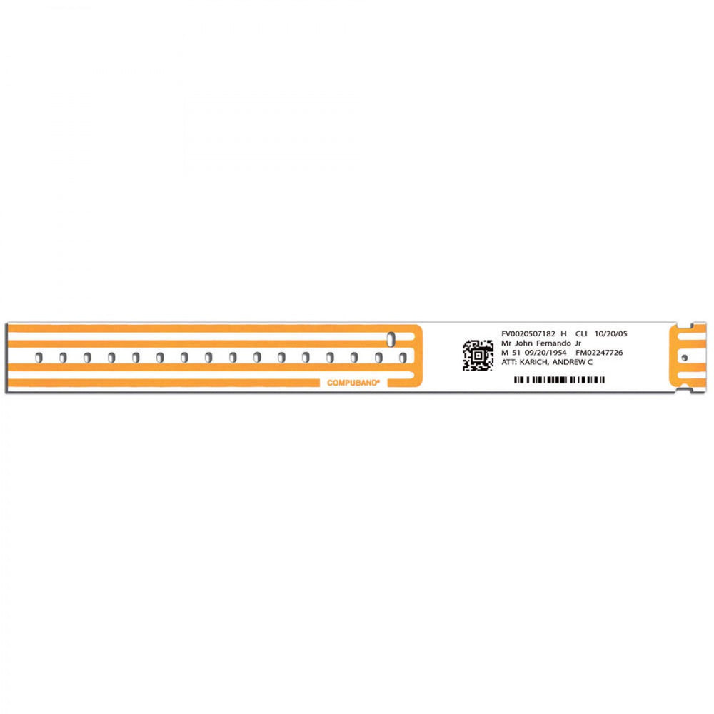 Compuband Thermal Wristband Thermal Clasp Closure 1 1/8"X11 1/2 1 1/2" Adult Orange - 500 Per Box