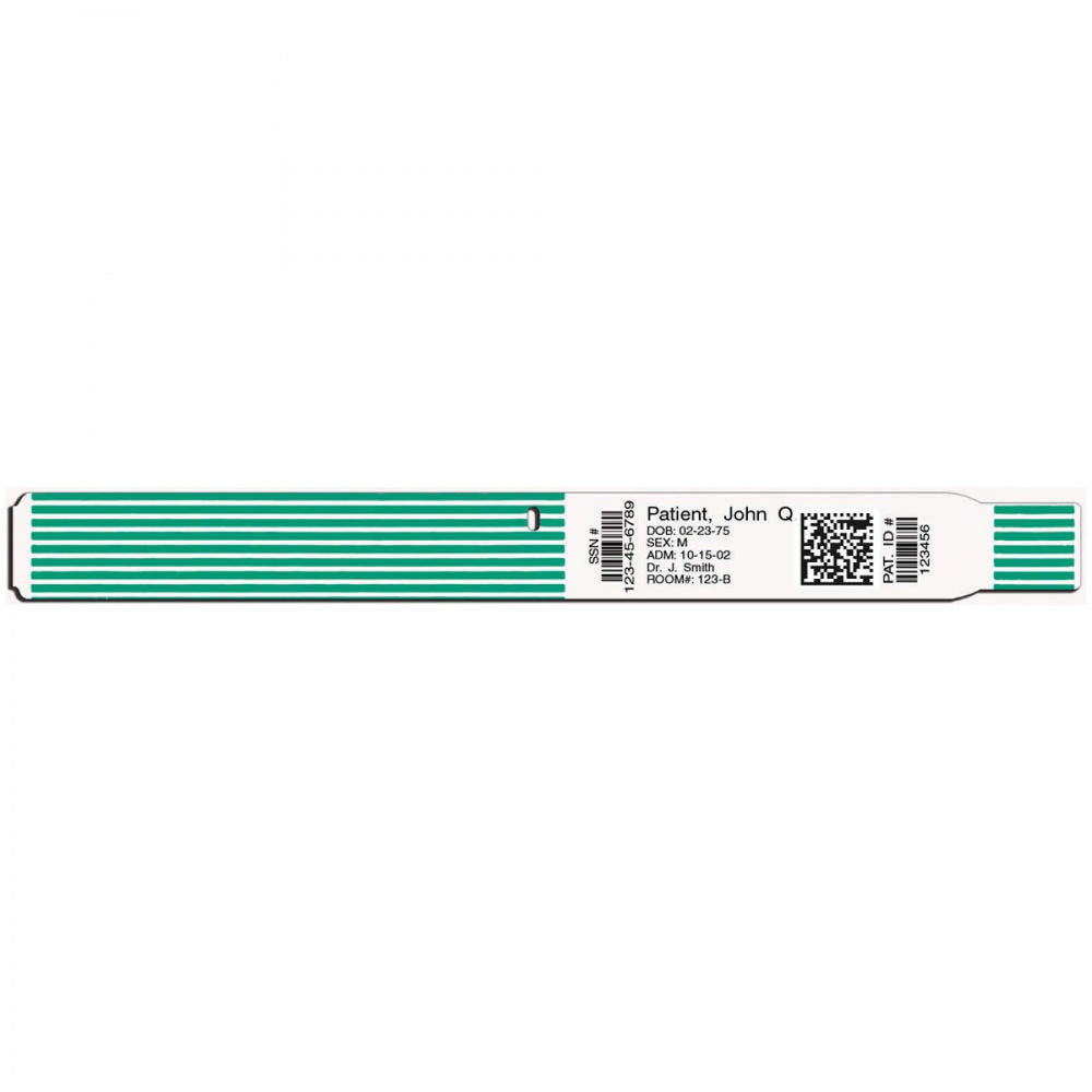 Scanband Thermal Wristband Thermal Adhesive Closure 1 1/8"X11 1/2 1 1/2" Adult Green - 500 Per Box