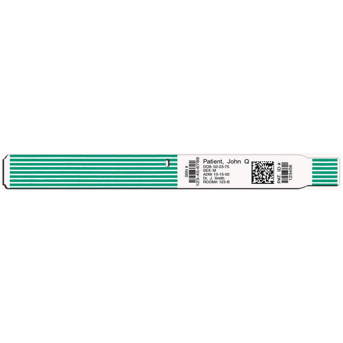 Scanband Thermal Wristband Thermal Adhesive Closure 1 1/8"X11 1/2 1 1/2" Adult Green - 500 Per Box