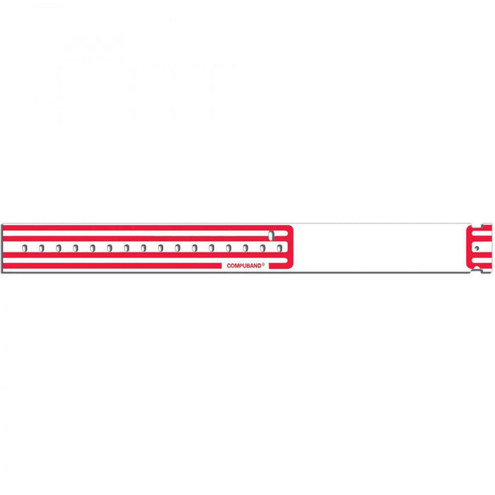 Compuband Thermal Wristband Thermal Clasp Closure 1 1/8"X11 1/2 1" Adult Red - 350 Per Box Quantity: 350 Per Box Information Area: 4" L X 1 1/8" H Size Of Band: 11 1/2" L X 1 1/8" W Core Size: 1" Outer Diameter: 4.98"