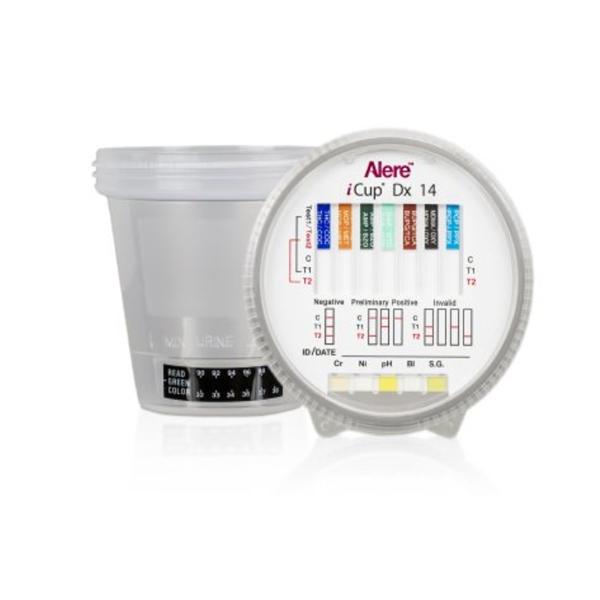 Alere Toxicology-Products iCup DX DOA: DoA Tst CLIA Wvd W/ Cp/Temp Strp/SVT 14 Pnl Kt 25/Bx