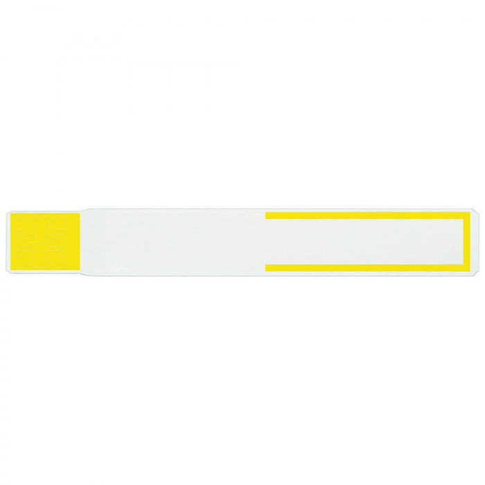 Black Bar At Perforation Dimensions: 7" X 1" Info Area: 5 1/2" X 3/4" Bands/Roll: 300 Rolls/Box: 6 Core Size: 1" Wound Out