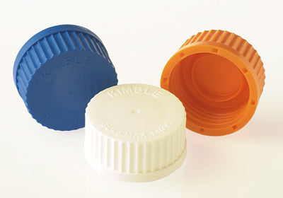 DWK Kimble Round Glass Media Bottles with Blue Screw Caps - PTFE Membrane Cap for GL 45 Media Storage Bottles, Blue - 14395M-45