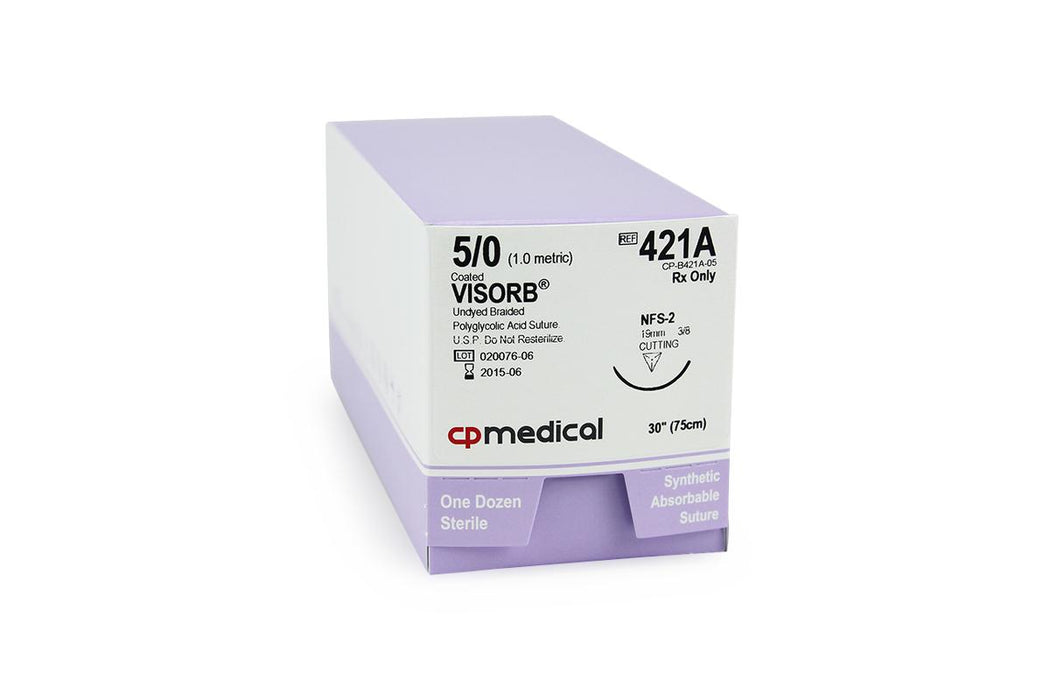 CP Medical Visorb Undyed Synthetic Absorbable Sutures - Undyed Visorb Suture, Polysyn, Size 4-0, 18", DSM 13 mm, 3/8" Circle - 386A