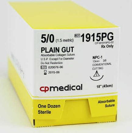 CP Medical Plain Gut Natural Absorbable Suture - PG Suture, 4/0, FS2 ...