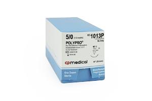 CP Medical Polypro Non-Absorbable Needled Suture - Polypro Monofilament Polypropylene Sutures, Blue, 18", Size 4-0, FS-2 3/8 Circle Needle - CPM 8683P