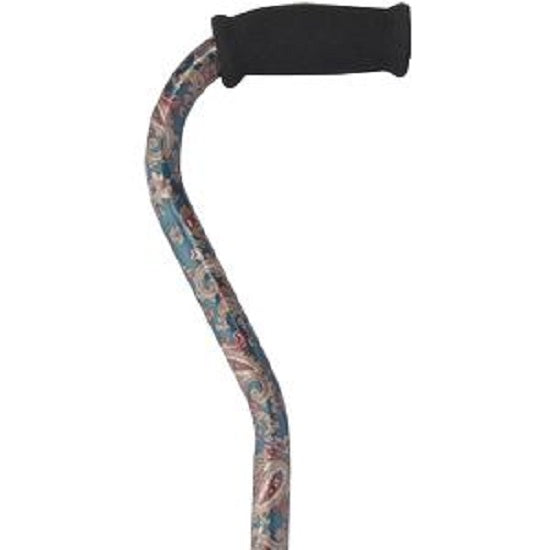 Offset Handle Cane - Green Paisley
