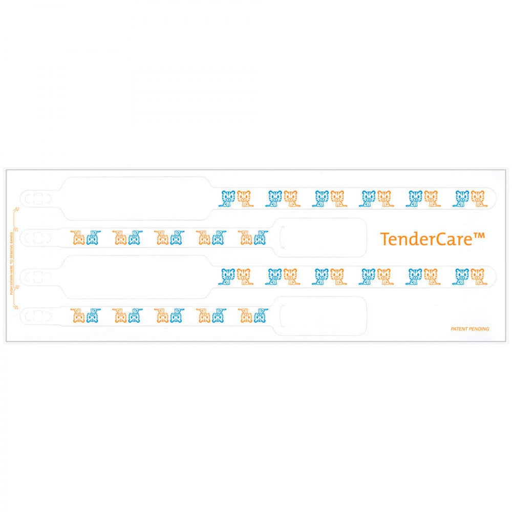 Tendercare Thermal Wristband Thermal 4Pt Mother, Father, Baby Set; Adhesive Closure X 1 1/2" 11" L X 1" H (Adult) 7" L X 8" H (Infant) White With Tigers - 400 Per Box