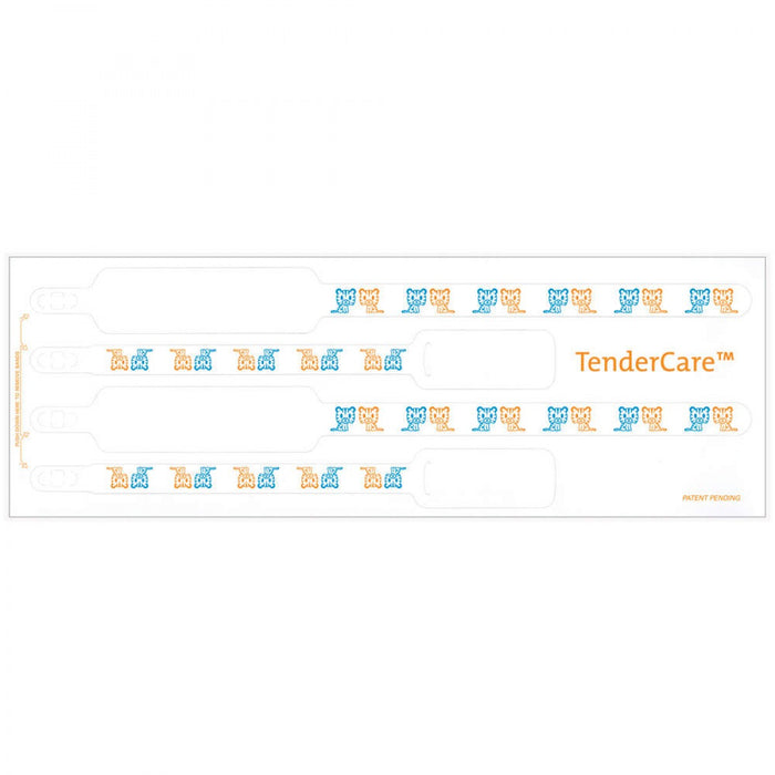 Tendercare Thermal Wristband Thermal 4Pt Mother, Father, Baby Set; Adhesive Closure X 1 1/2" 11" L X 1" H (Adult) 7" L X 8" H (Infant) White With Tigers - 400 Per Box