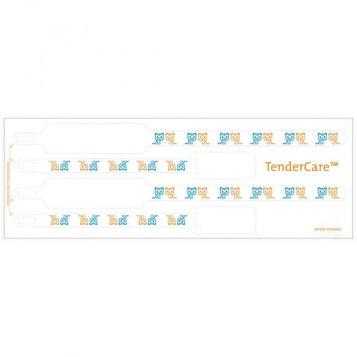 Tendercare Thermal Wristband Thermal 4Pt Mother, Father, Baby Set; Adhesive Closure X 3" 11" L X 1" H (Adult) 7" L X 8" H (Infant) White With Tigers - 300 Per Box
