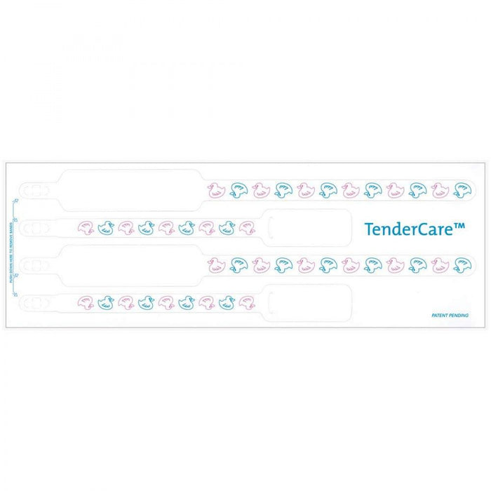 Tendercare Thermal Wristband Thermal 4Pt Mother, Father, Baby Set; Adhesive Closure X 3" 11" L X 1" H (Adult) 7" L X 8" H (Infant) White With Ducks - 300 Per Box