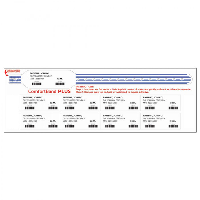 Comfortband Plus Thermal Wristband 1 1/8" X 11 1/2" 1" Core Wound Out - Adult - Blue 240 Per Box - Our Softest Wristbands Specially Designed For Patients With Sensitive Skin.