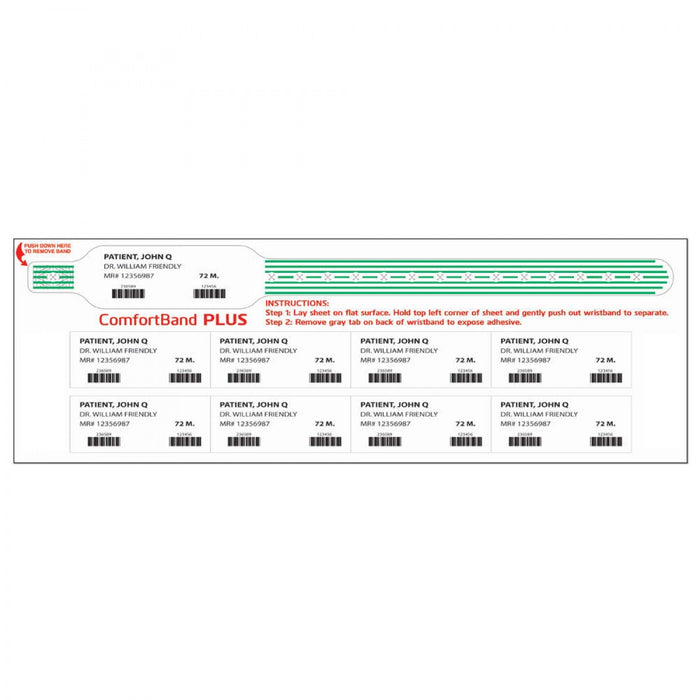 Comfortband Plus Thermal Wristband 1 1/8" X 11 1/2" 1" Core Wound Out - Adult - Green 240 Per Box - Our Softest Wristbands Specially Designed For Patients With Sensitive Skin.